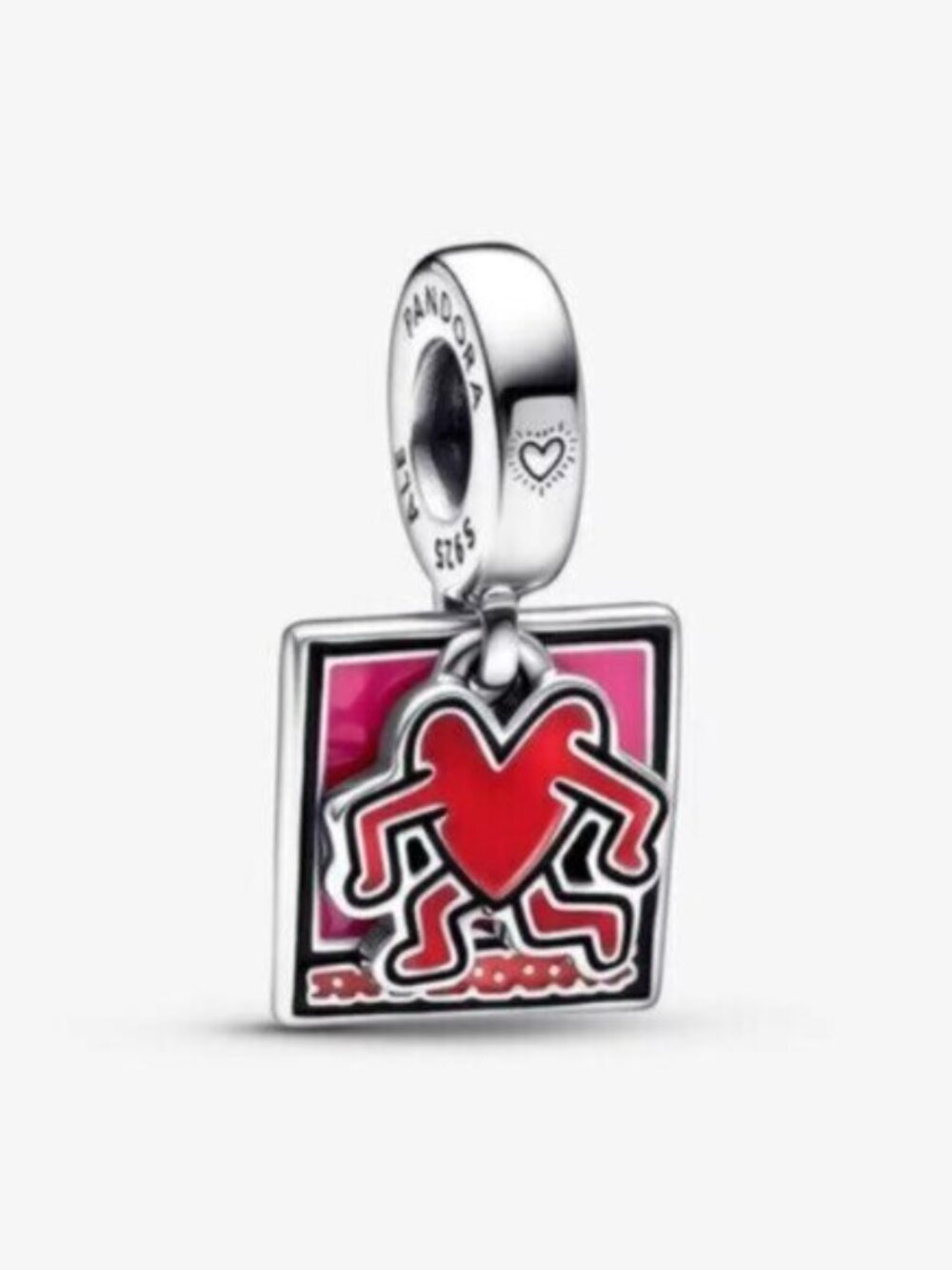 Pandora Red and Pink Enamel Heart Dangle Charm